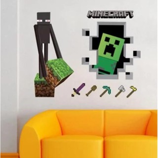 Decal dán tường minecraft 3D