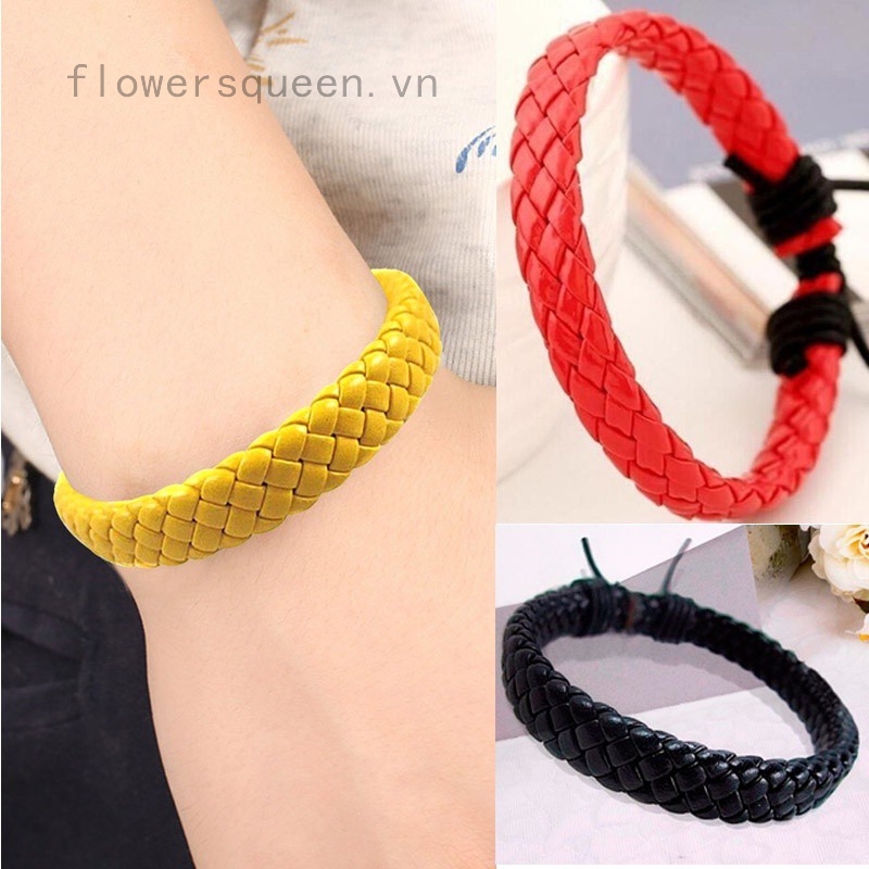 flowersqueen Vòng tay da tết phong cách vintage cho nam và nữ
