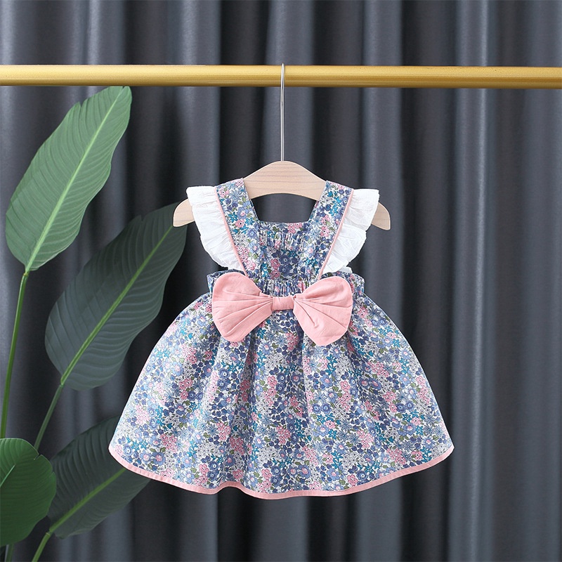 Váy Xòe Cánh Tiên Đính Nơ Lưng Họa Tiết Hoa Nhí Cho Bé Gái Từ 3 tháng - 3 Tuổi MINTSCLOSET Mint's Closet - GV0050