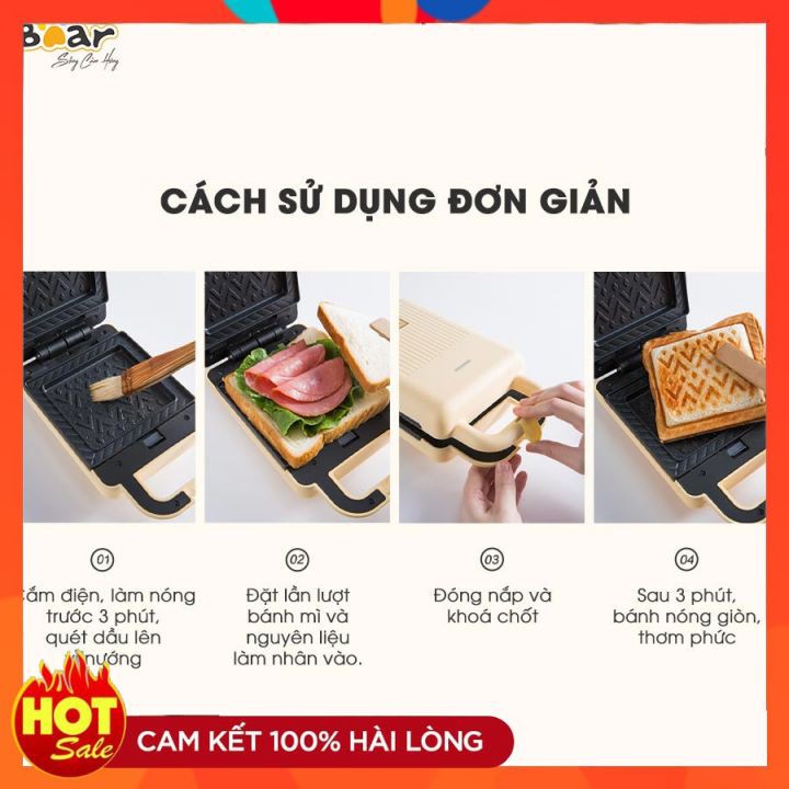 Máy Làm Bánh Waffle Kẹp Nướng Bánh Đa Năng Bear DBC-C06M1, Nướng Bánh Mỳ Sandwich_Bảo Hành 18 Tháng