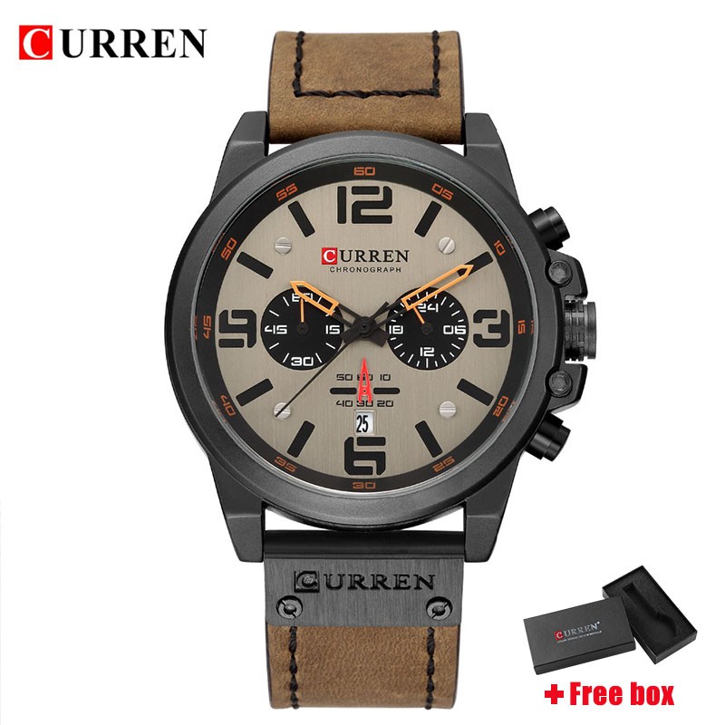 Đồng Hồ Quartz Đeo Tay CURREN Dây Đeo Chất Liệu Da Kháng Nước Thời Trang Cho Nam 8314