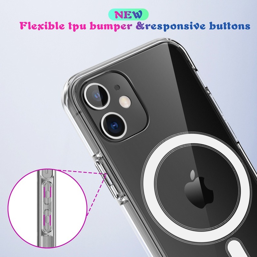 Magsafe Clear Case for iPhone 12 Pro Max Mini iphone Support Wireless Charging Drop Protection Bag Fundas Transparent Coque Clear Acrylic Back Cover