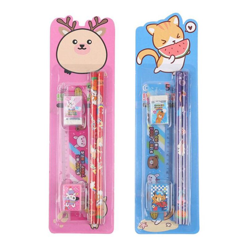 Set 5 bút chì gỗ kèm gôm tẩy dành cho trẻ em
