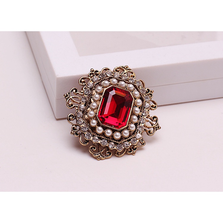 Trâm Cài Áo Hình Vuông Đính Đá Pha Lê Phong Cách Baroque Sang Trọng Thời Trang Cho Nữ