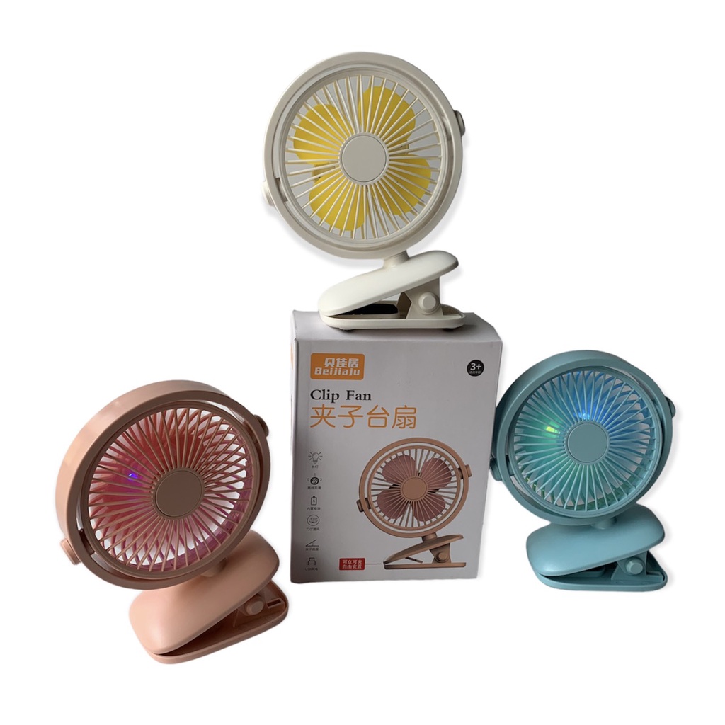 Quạt Kẹp bàn mini, Quạt Kẹp xe Đẩy xoay 720 độ, pin 3h