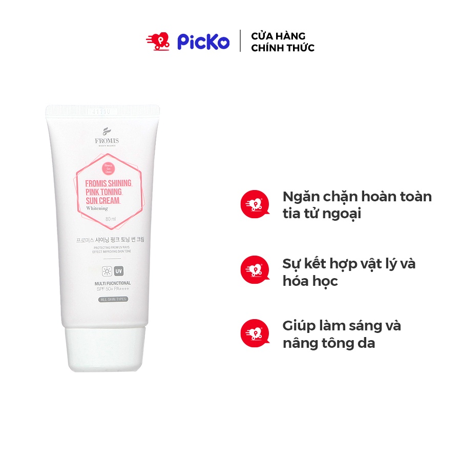 Kem chống nắng trắng da nâng tone FROMIS Shining Pink Toning Sun Cream 80ml PICKO(Date 9/10/2022)