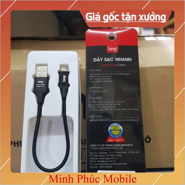 [Mã ELORDER5 giảm 10k đơn 20k] Dù sạc nhanh BA--GI 20cm (micro, iphone, type-c)