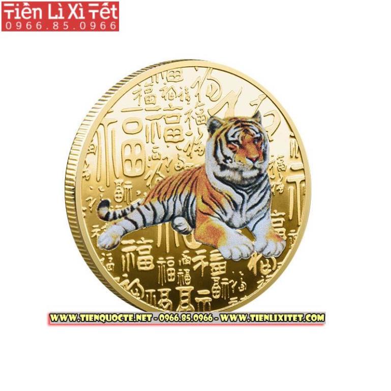 [ Quà tặng tết 2022 ] Đồng xu in hình con cọp năm Nhâm dần May mắn phong thủy hút tài lộc