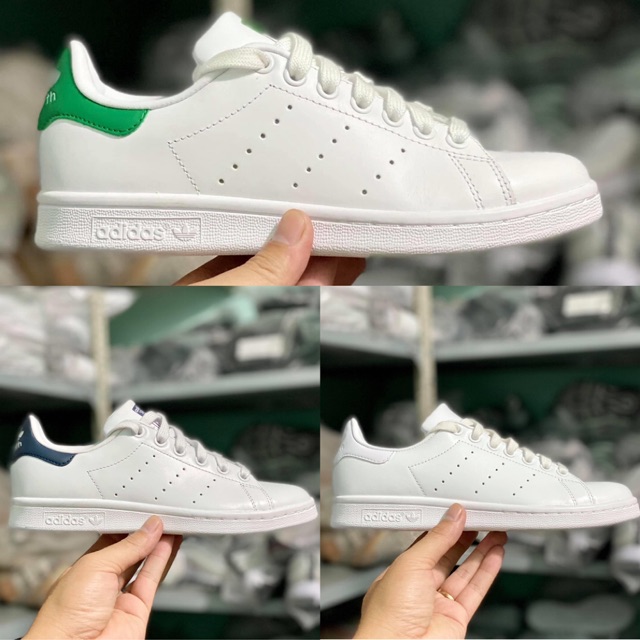 [Chuẩn Siêu Cấp -Full Box -Da Nhăn] Giày Stan smith Gót Xanh -Trắng-Xanh Dương * XX ! []...