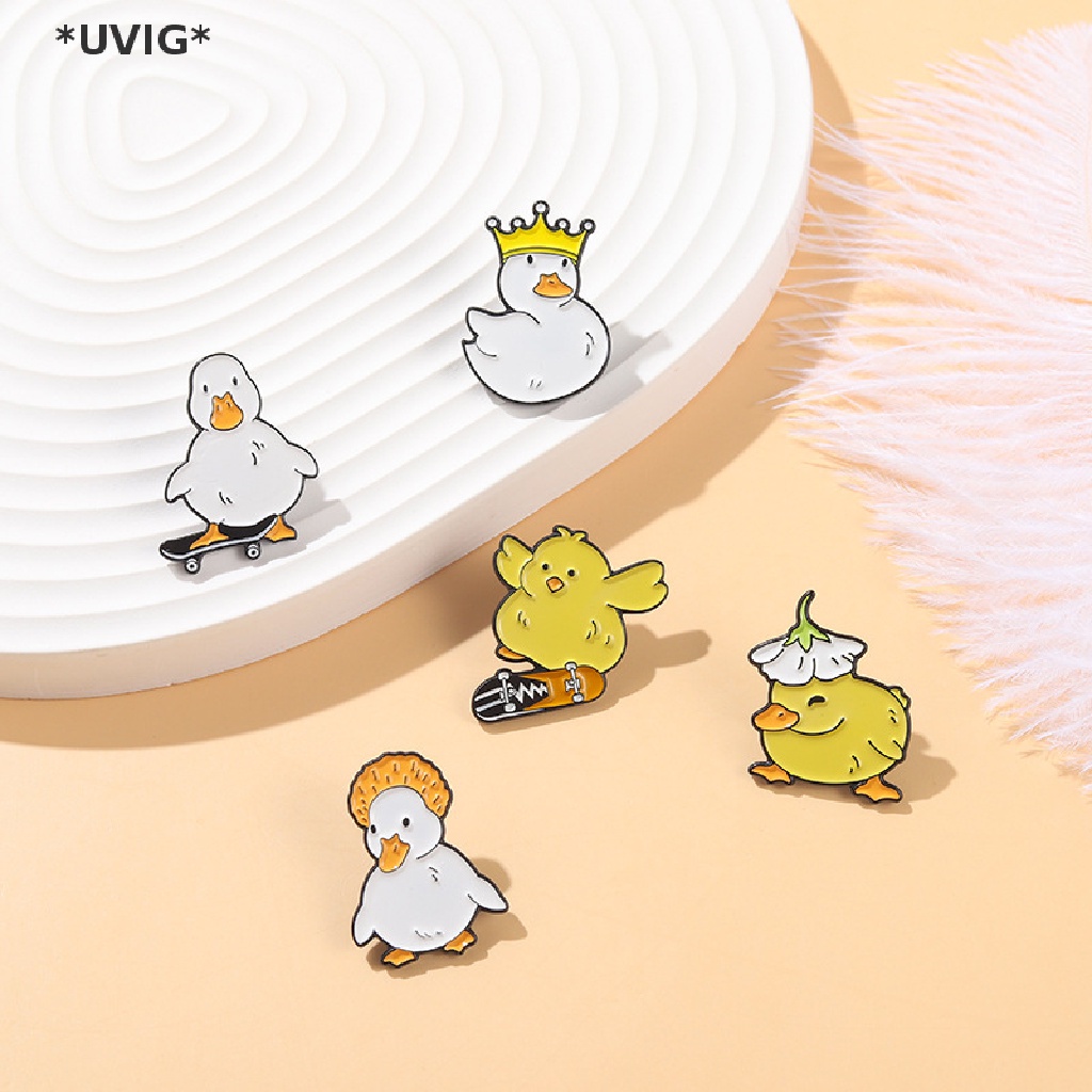 [UVIG] Trâm Cài Áo Tráng Men Hình Động Vật / Gà / Ngỗng Trượt Ván Đáng Yêu [Hot