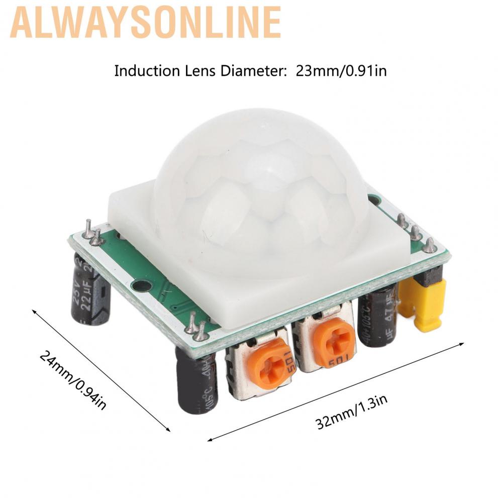 Alwaysonline PIR Human Motion Sensor Module Pyroelectric Infrared Module DC 4.8‑20V for Buzzers Automatic Doors Electric Fans