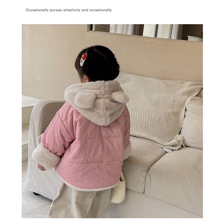 Áo khoác trẻ em, áo phao mũ lông lót lông siêu dày cho bé 10-22kg MS04