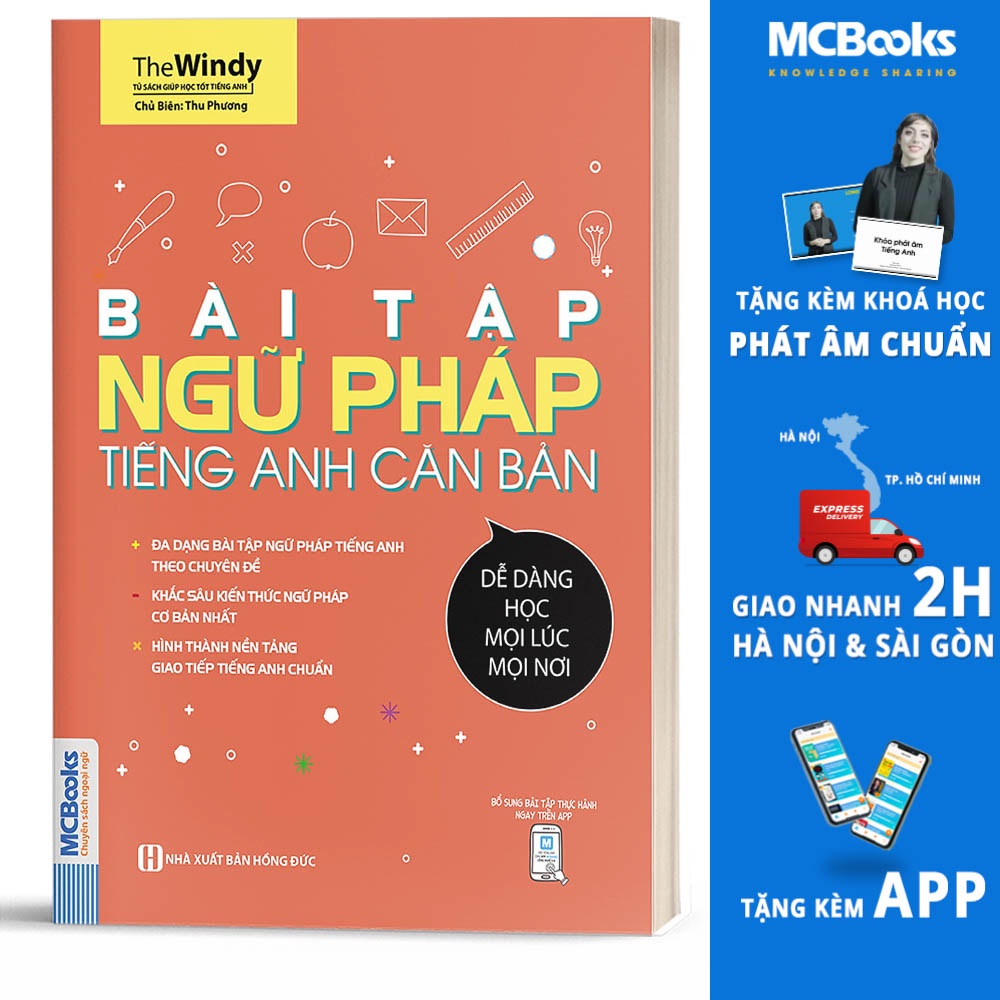 Sách - Bài Tập Ngữ Pháp Tiếng Anh Căn Bản Dành Cho Người Mới Bắt Đầu - Học Kèm App Online