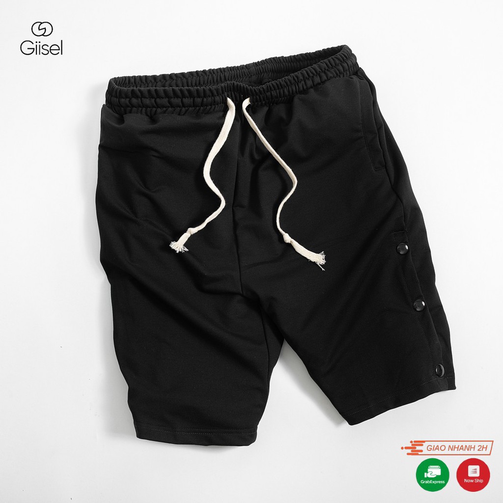 Quần Short Thể Thao nam nữ unisex - khuy đính dọc hông -  Giisel - chất liệu nỉ da cá