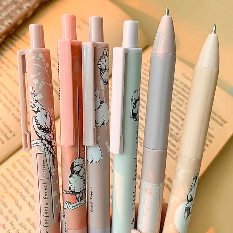 Set 6 Bút Bi Mực Đen Ngòi 0.5mm