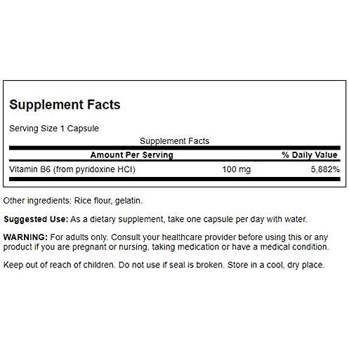 Swanson Vitamin B6 Pyridoxine 100mg - Hỗ trợ tim mạch, chuyển hóa năng lượng, thúc đẩy sức khỏe tổng thể 250 viên