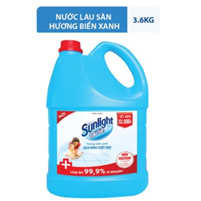 Nước Lau Sàn Sunlight Hương Biển Xanh Loại Bỏ 99,9% Vi Khuẩn 3.6kg - Sáng bóng, sạch khuẩn an tâm phòng dịch