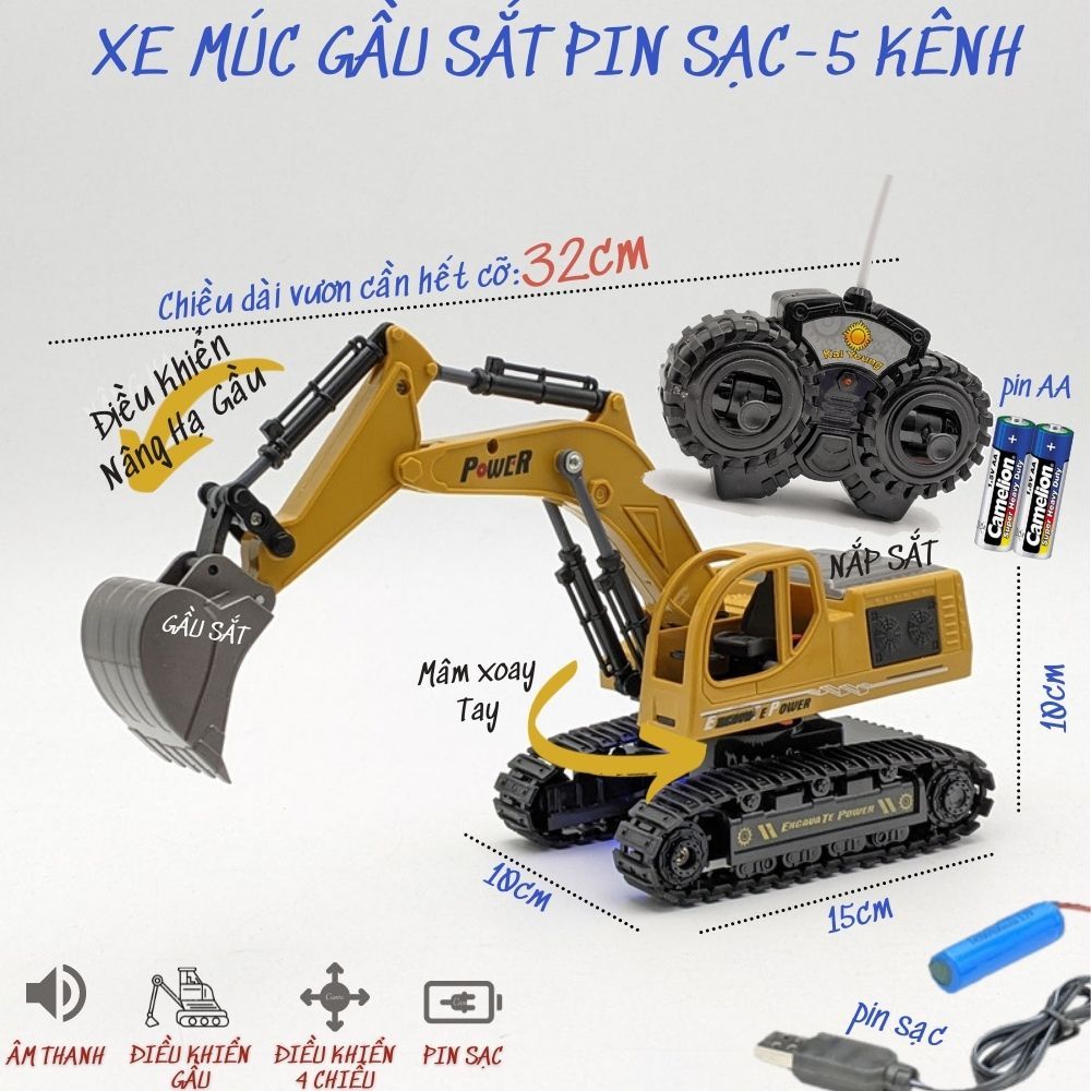 Xe điều khiển từ xa - Bộ xe công trình xe múc, Ben,Cẩu, Gạt Ủi, Lu điều khiển bánh xích