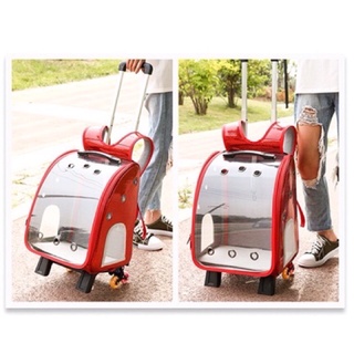 Balo phi hành kéo 2in1 da dành cho thú cưng chó 7-8kg vừa