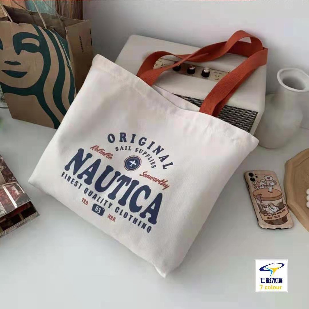 Túi xách tay đeo một bên vai vải canvas sức chứa lớn phong cách harajuku thời trang cho nữ