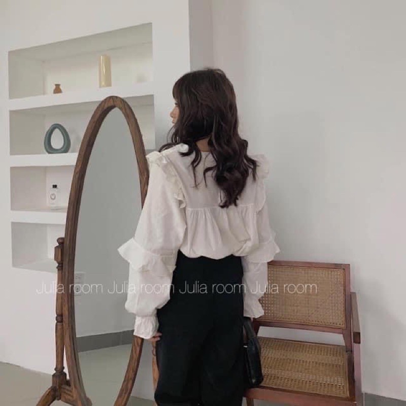 Áo Babydoll viền bèo xếp ly ngực Ulzzang M03 ( hình thật, hàng có sẵn)