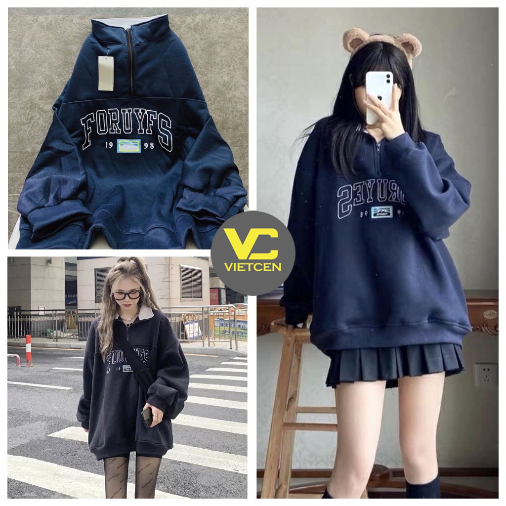 Áo nỉ nữ dài tay FORUYS áo sweater cao cổ Hàn Quốc_VIETCEN