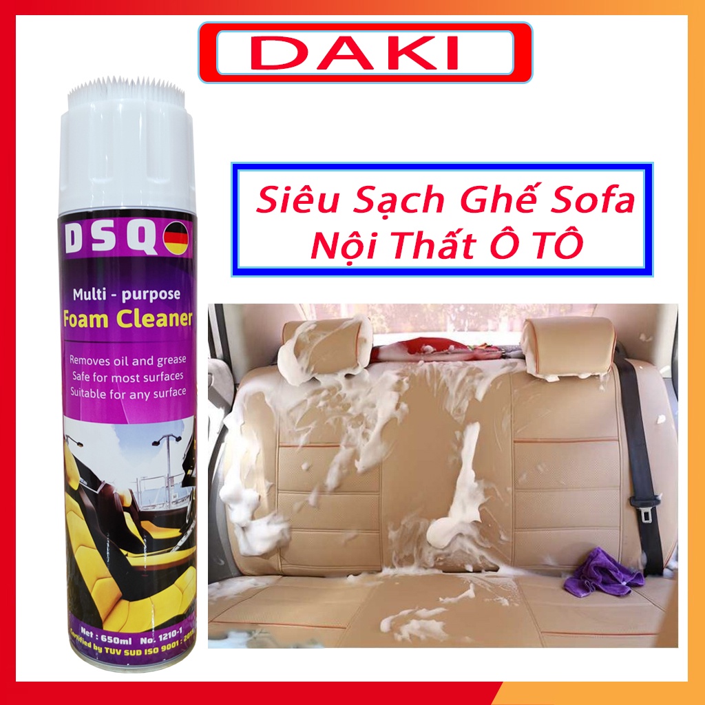 Chai xịt vệ sinh ghế Sofa da nội thất ô tô - Vệ sinh ghế da ghế Nỉ Ghế Vải Foam Cleaner Chính Hãng DSQ - DAKI