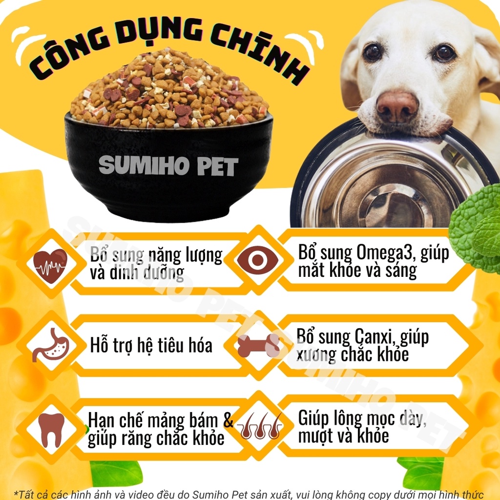 Hạt thức ăn cún cưng Captain (Túi 2.5Kg) trộn lẫn thịt bò, phô mai, cá hồi, rau củ