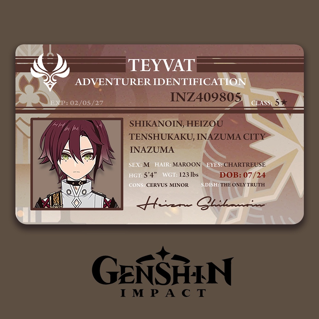 Thẻ Card Bo Góc Genshin Impact - ID Card - Giấy Bìa Cứng - Có Màng Cán