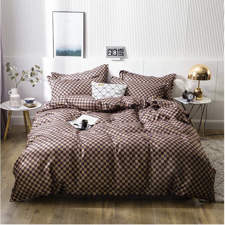 Bộ chăn ga gối Cotton Poly Thượng Lưu đủ size miễn phí bo chun - Chăn ga nhập khẩu Gấu Decor bedding