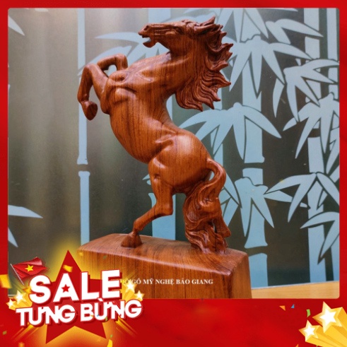 Tượng con ngựa gỗ hương cao 20 cm