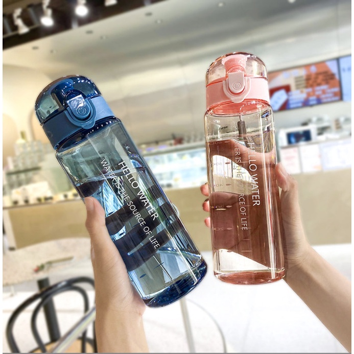 Bình đựng nước nhựa thể thao, tập gym đẹp cute dễ thương HELLO WATER 780ml