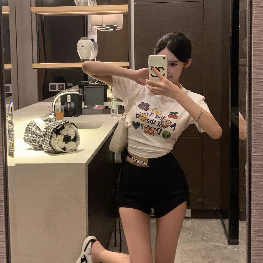 Áo Croptop Tay Ngắn PINKSTORE29, Dáng Ôm Body In Hình A5460