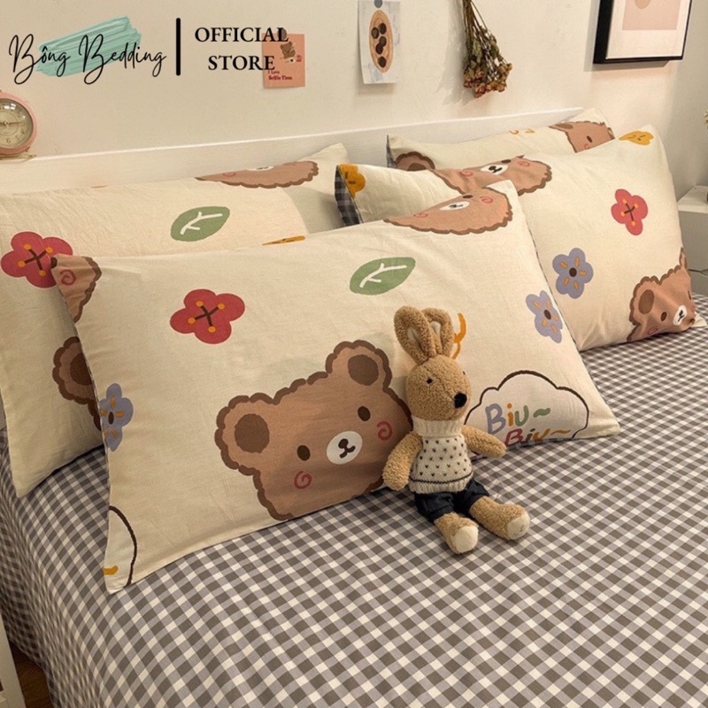Bộ chăn ga Poly nhập khẩu chần bông mẫu Gấu Biu Biu Decor Home