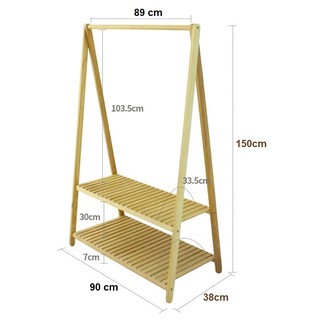 Gía treo quần áo bằng gỗ cao su chắc chắn và bền 2 tầng hàn quốc