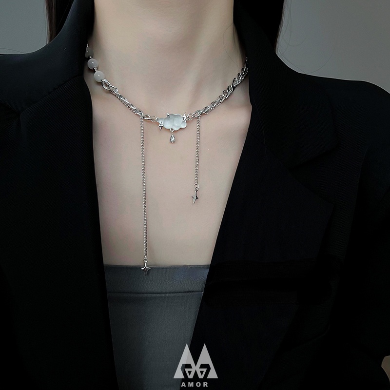 Vòng cổ Xương Quai Xanh Hai Lớp Hình Giọt Nước Đính Đá Kim Cương Giọt Nước Sang Trọng Thời Trang Mùa Hè Cho Nữ