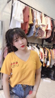 Áo thun crop top mỏng mát kute