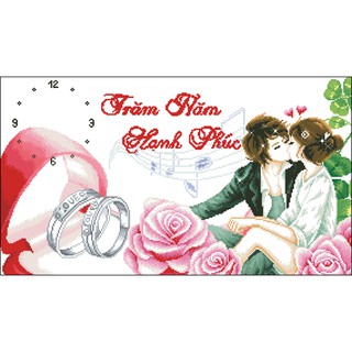 Tranh Thêu Chữ Thập Đồng Hồ Trăm Năm Hạnh Phúc