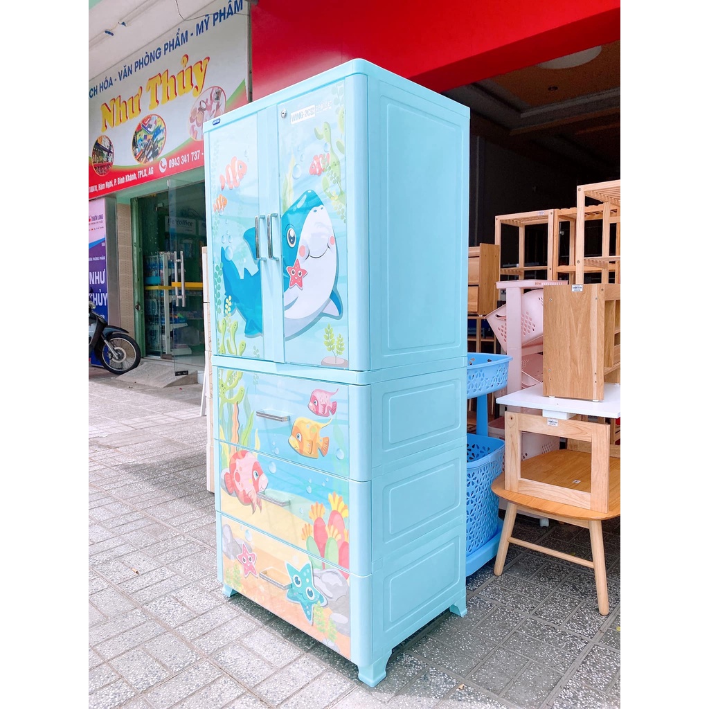 TỦ NHỰA DUY TÂN TREO QUẦN ÁO WING 2 CÁNH- 3 HỘC TỦ XẾP