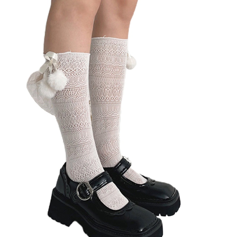 Youyo Vớ Nhung Satin Phối Ren Rỗng Phong Cách Lolita Ngọt Ngào Cho Nữ