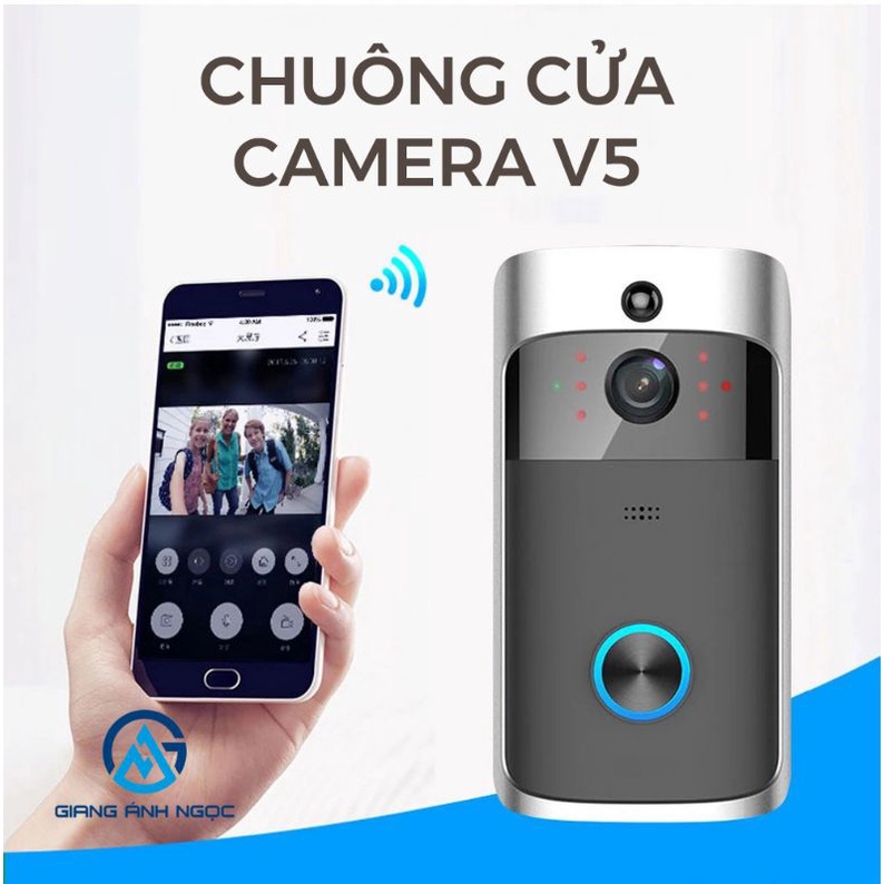 Chuông Cửa Thông Minh Không Dây V5 WiFi An Ninh Ghi hình Tầm Nhìn Ban Đêm Liên Lạc Nội Bộ