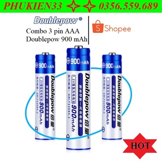Combo 3 viên pin tiểu sạc AAA Doublepow 900 mAh dùng cho máy ảnh, đồ điện tử, điều khiển, đồ chơi trẻ em - Hàng ChínHãng