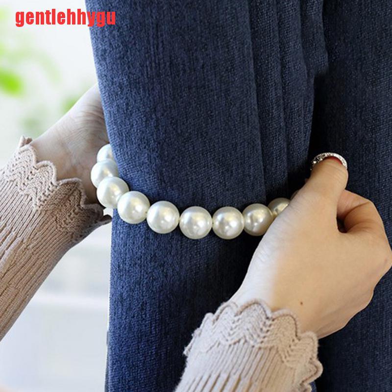 [gentlehhygu]2pcs ABS Pearl Curtain Bandage Tieback With Magnet Decorative Curtain Buckle