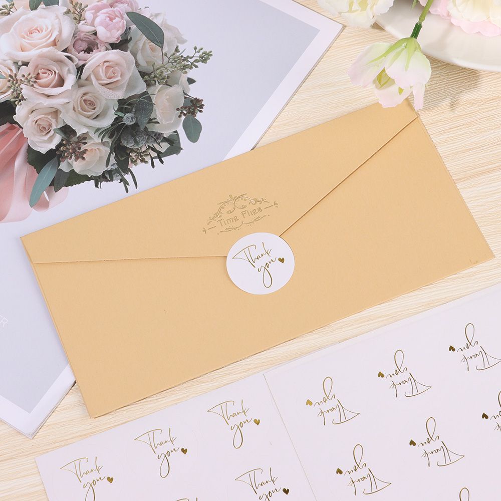 120 Miếng Dán Trang Trí Hình Tròn 1.37 Inch In Chữ Thank You Diy