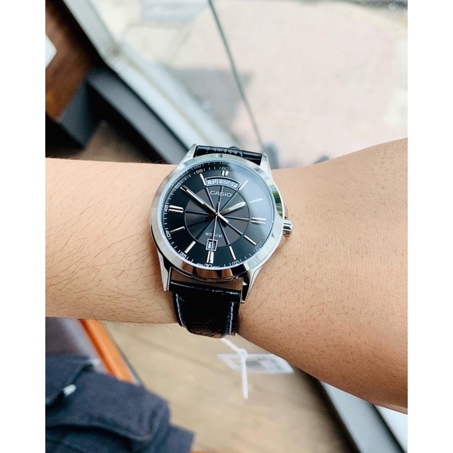 Đồng hồ nam dây da mặt đen Casio MTP 1381L-1AV chống nước 5ATM size 39mm Bảo hành 1 năm Hyma watch