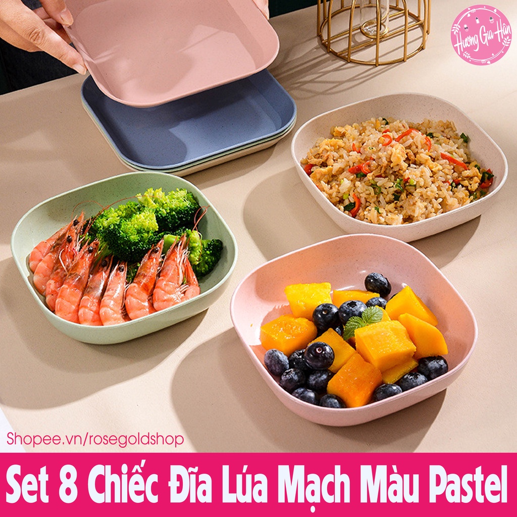 Set 8 Chiếc Đĩa Lúa Mạch Mẫu Mới Màu Pastel Ngọt Ngào, Giúp Bàn Ăn Của Bạn Thêm Hấp Dẫn