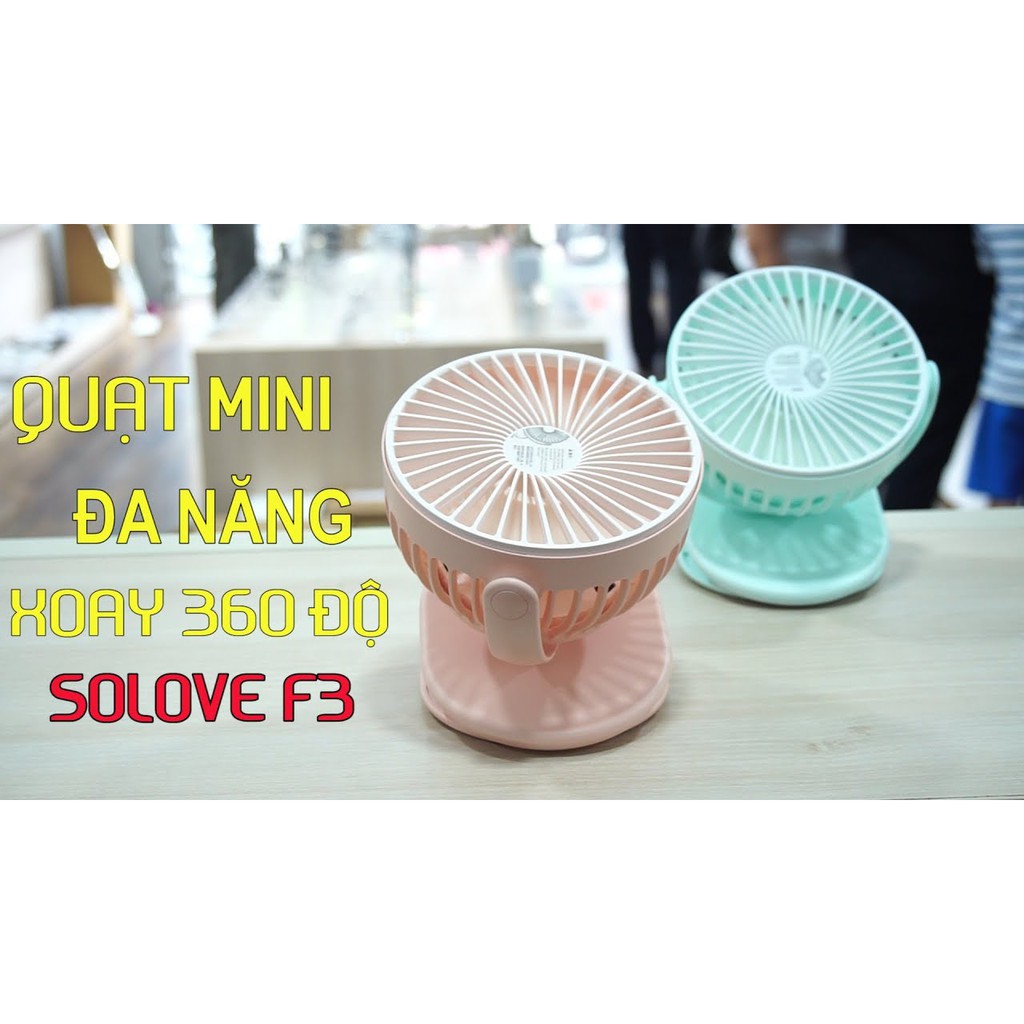 Quạt tích điện Xiaomi Solove F3 xoay 360 độ kẹp bàn