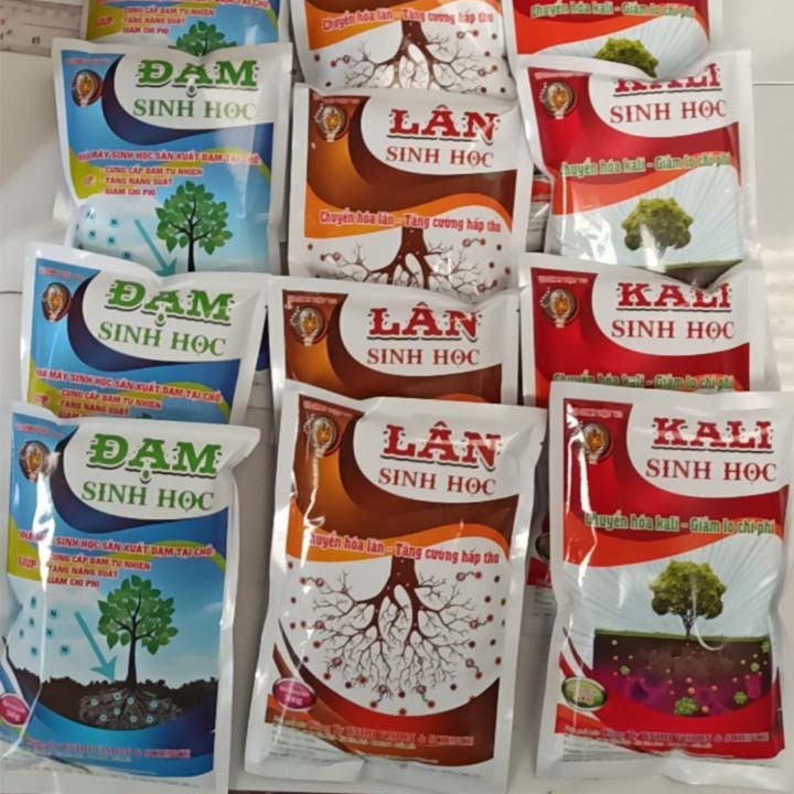 3Gói ĐẠM LÂN KALI Sinh Học Phân Giải Lân, Cố Định Đạm, Chuyển Hóa Kali - Mỗi gói 500gr