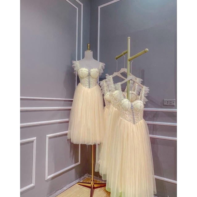 Đầm xoè 2 dây công chúa kết đá lê sang trọng MYMY04 - MS381V