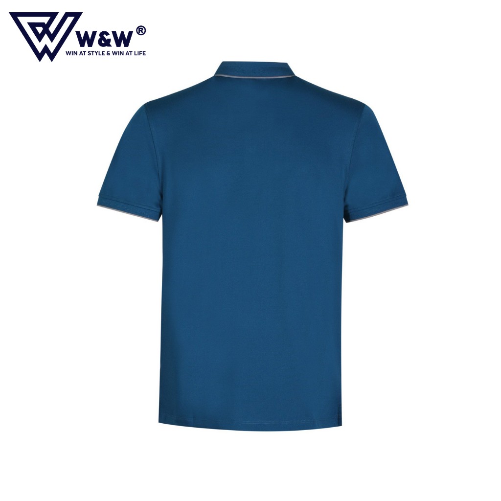 Áo Thun Nam Polo W&amp;W Dáng Regular Fit- Cổ Áo Không Chân Thiết Kế Hai Cúc, Áo Polo Nam Thoáng Mát, Thấm Hút Tốt WPO41R